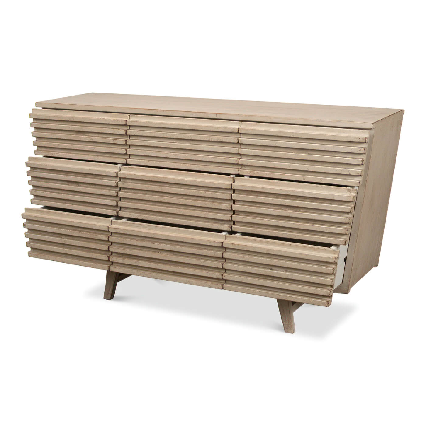 Commode géométrique côtelée à neuf tiroirs