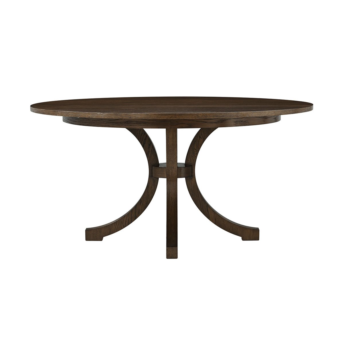 Table à manger ronde en chêne de style côtier
