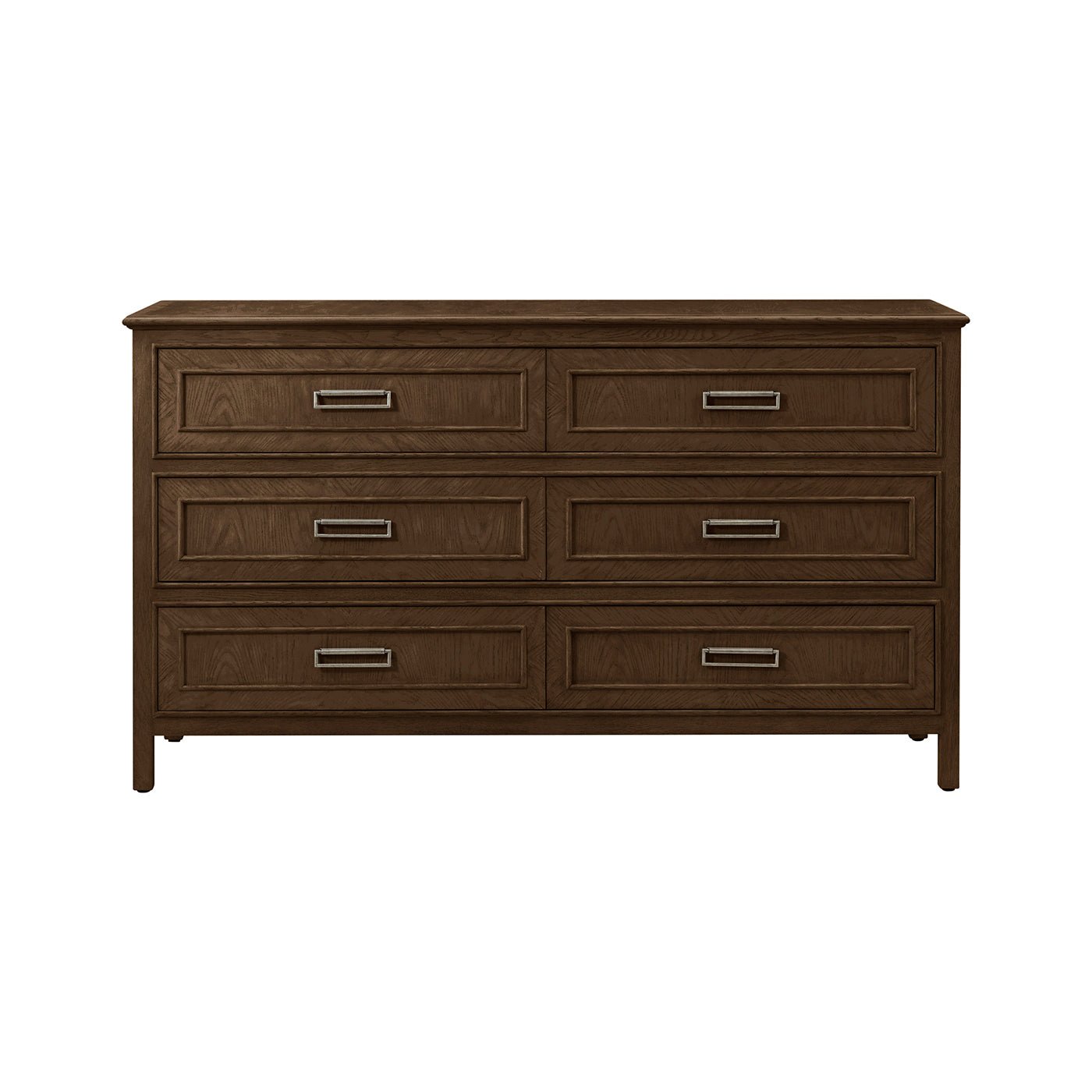 Commode à six tiroirs en chêne brun
