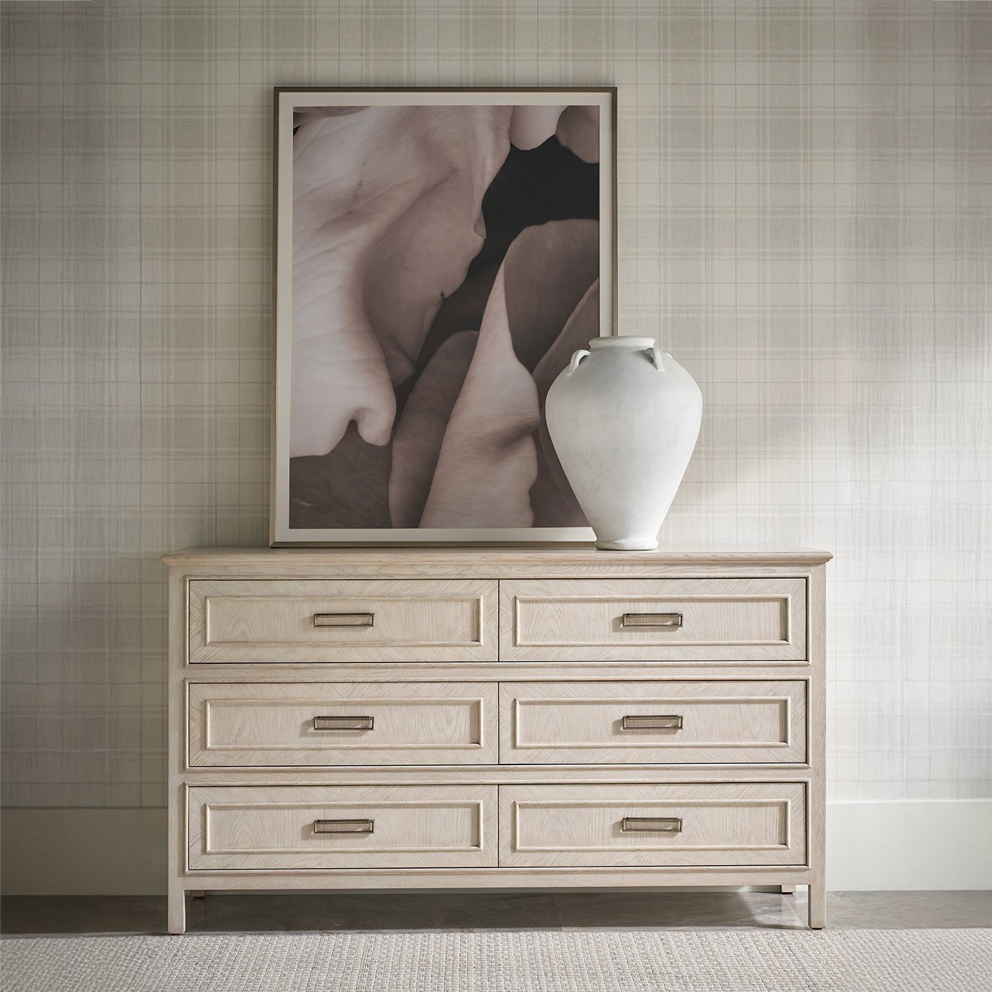 Commode à six tiroirs en chêne blanc