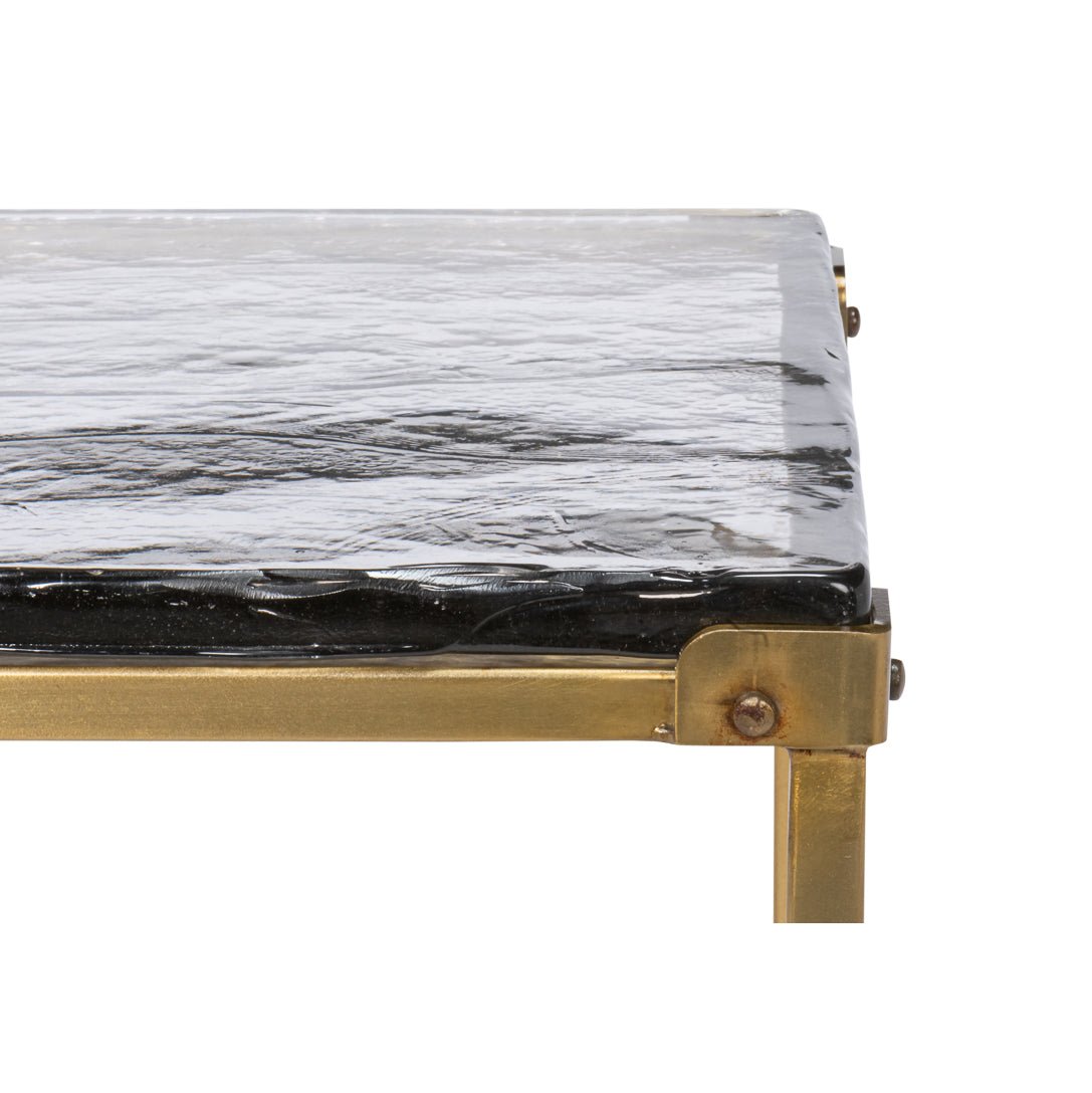 Table d'appoint carrée contemporaine - Finition laiton