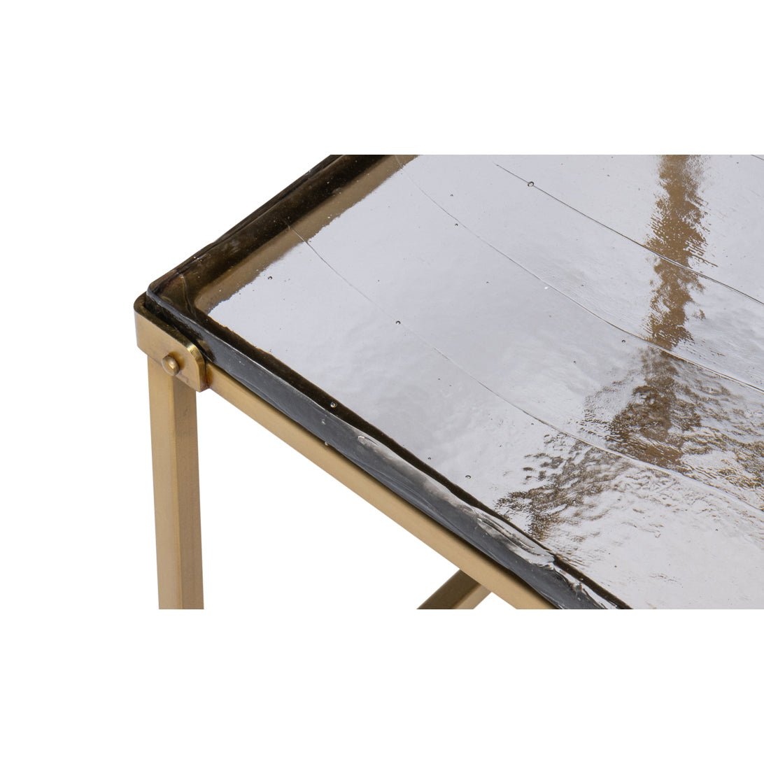 Table d'appoint carrée contemporaine - Finition laiton