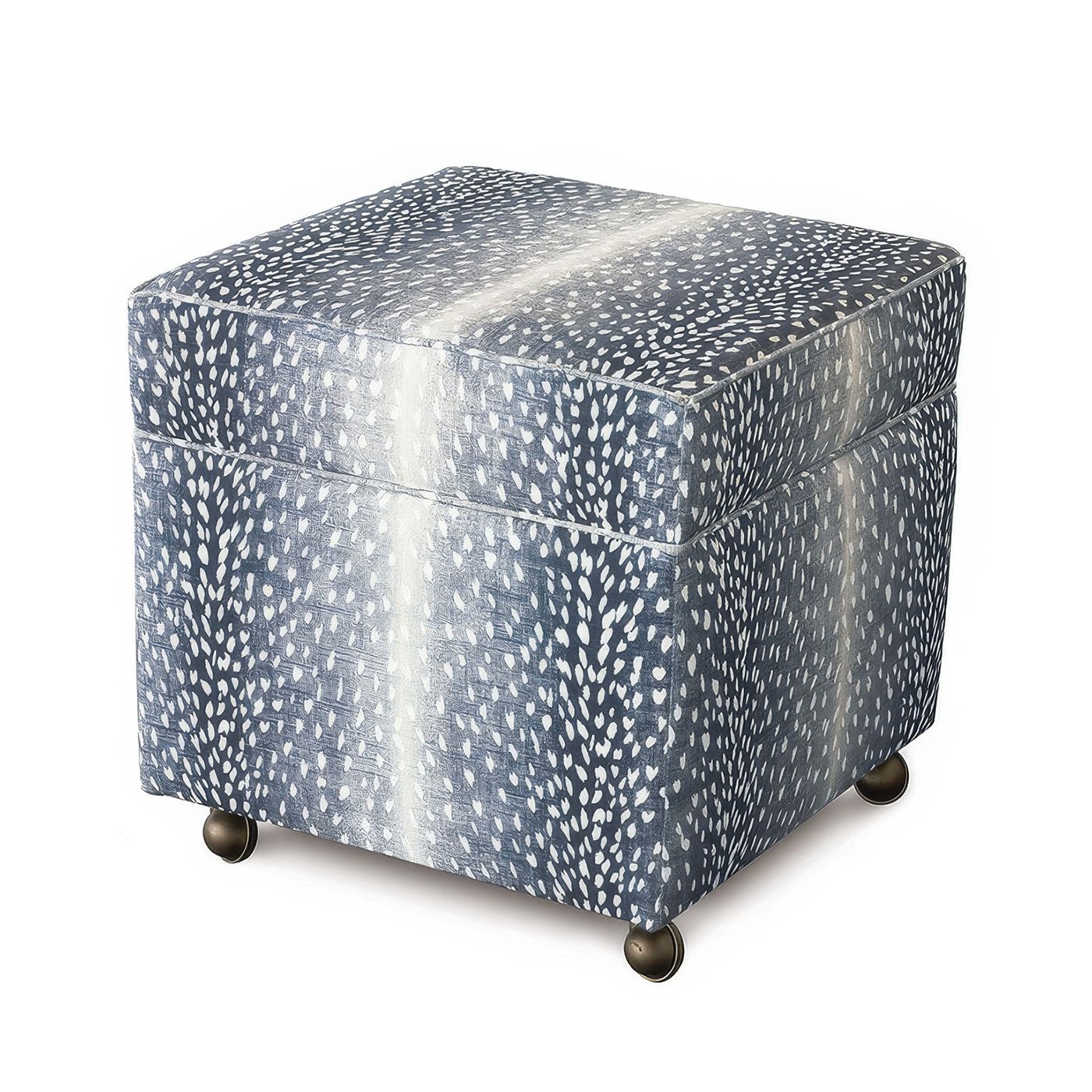 Pouf de rangement cubique - Imprimé animal bleu marine