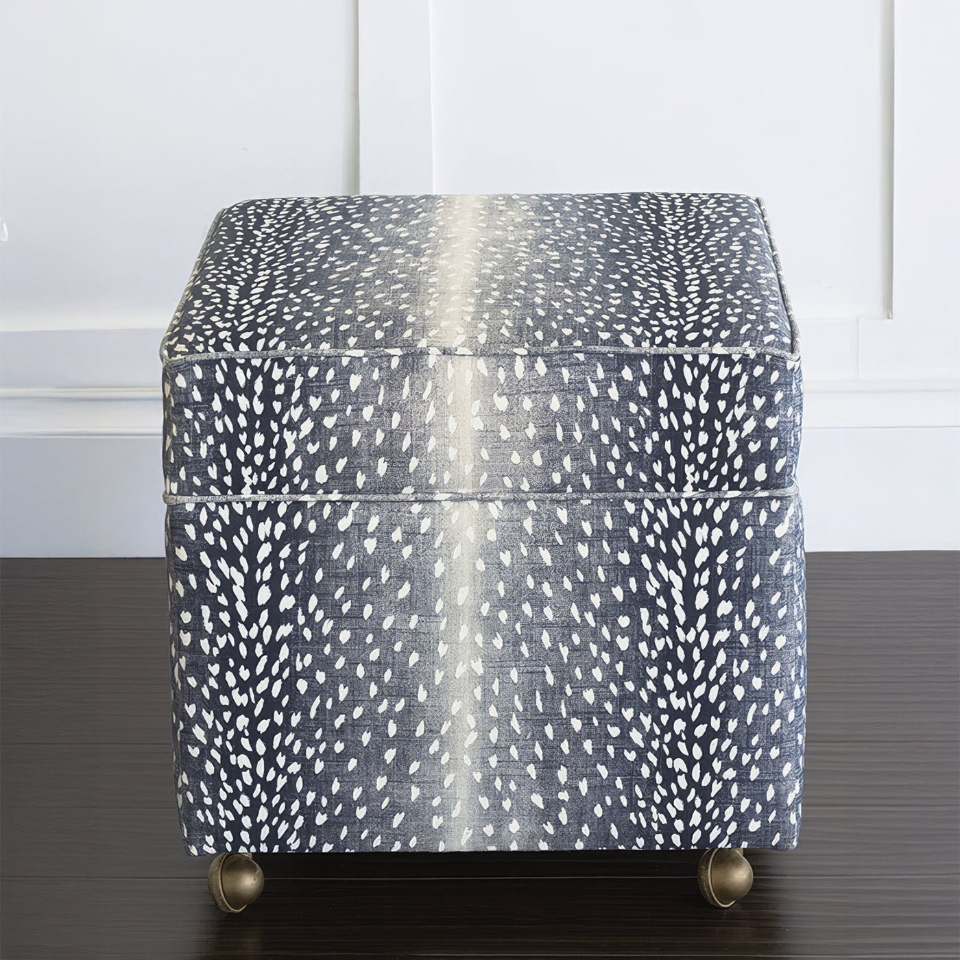 Pouf de rangement cubique - Imprimé animal bleu marine
