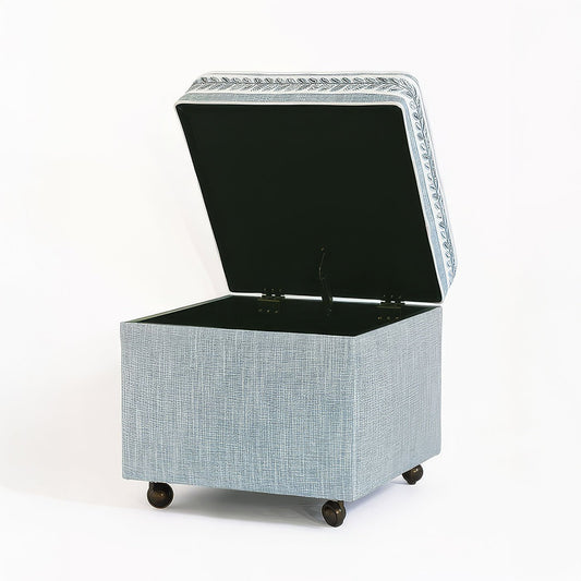 Ottoman Cube de Rangement - Bleu Ciel
