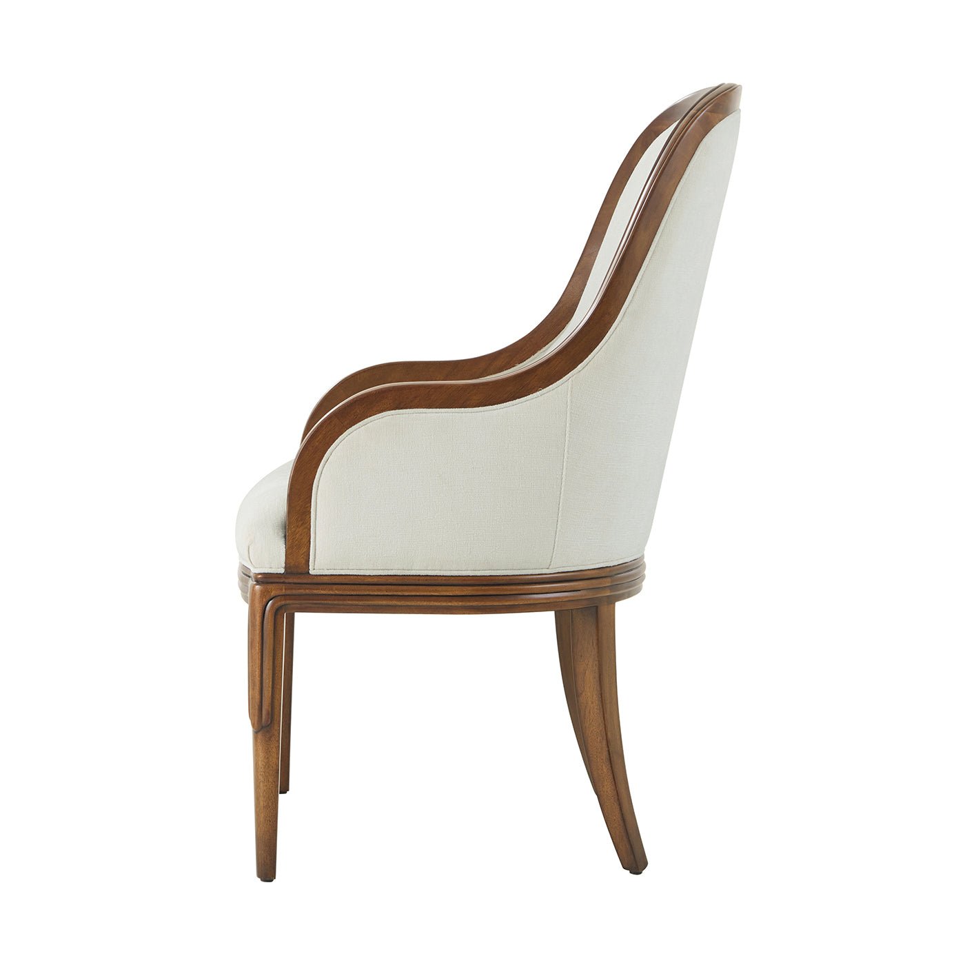 Fauteuil de salle à manger rembourré Art Déco en noyer