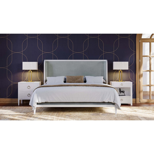 Table de chevet moderne en lin blanc