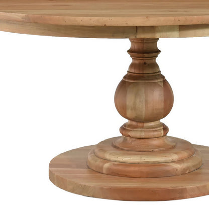 Table à manger ronde sur piédestal de 60 po - Finition bois fruitier
