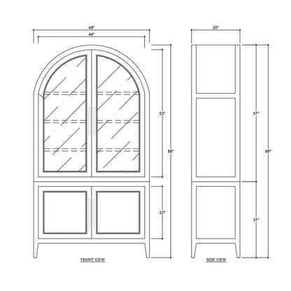 Vitrine à dessus arqué
