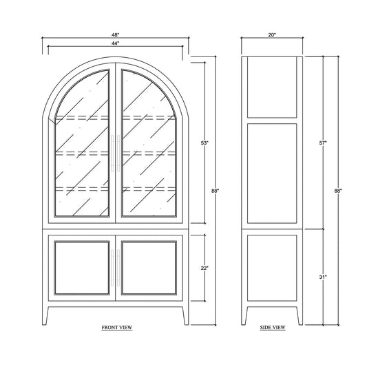Vitrine à dessus arqué