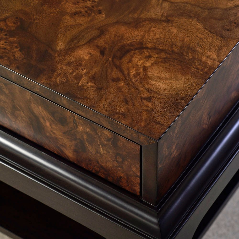Table basse Art déco en ronce de noyer