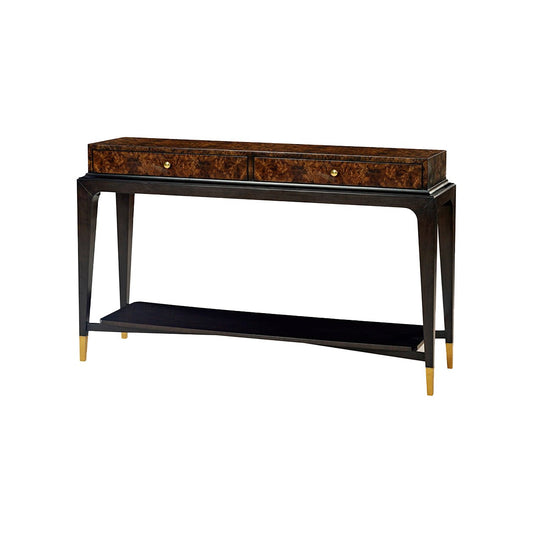 Console Art Déco en ronce de noyer