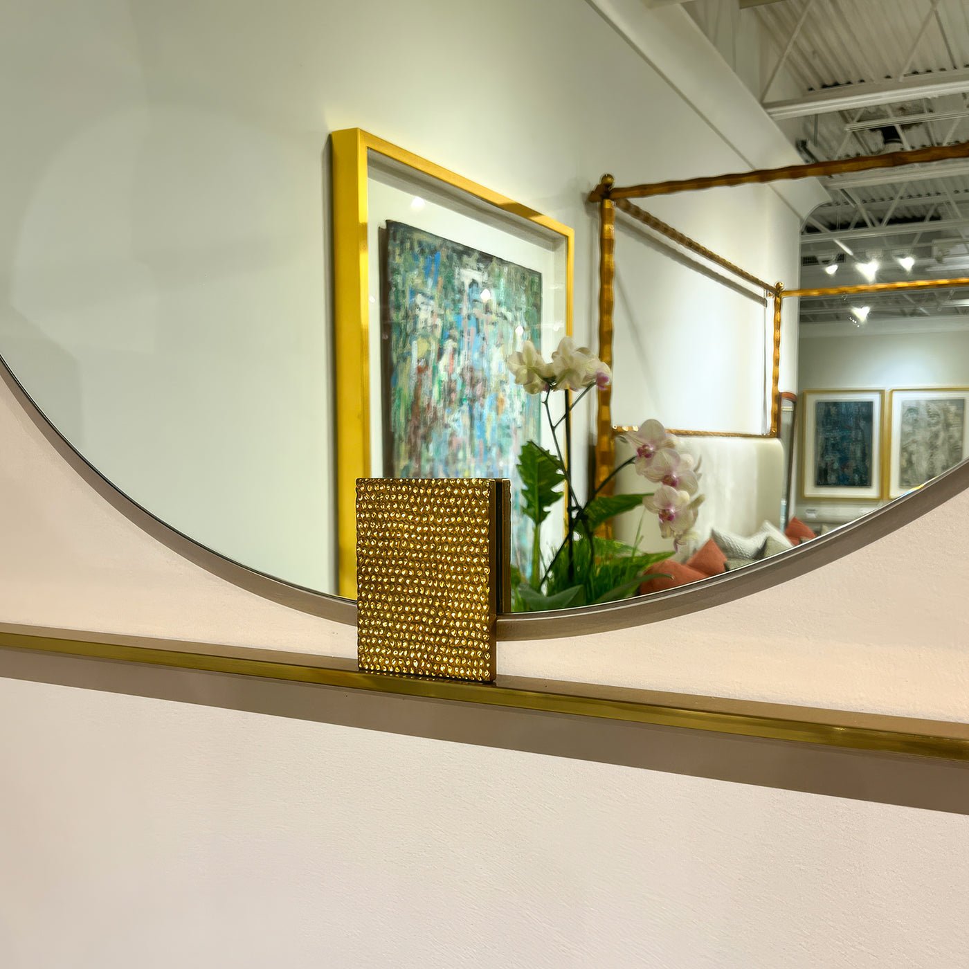 Art Deco Square Brass Mirror