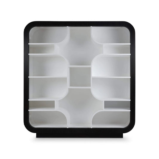 Bibliothèque ouverte moderne scandinave noire et blanche