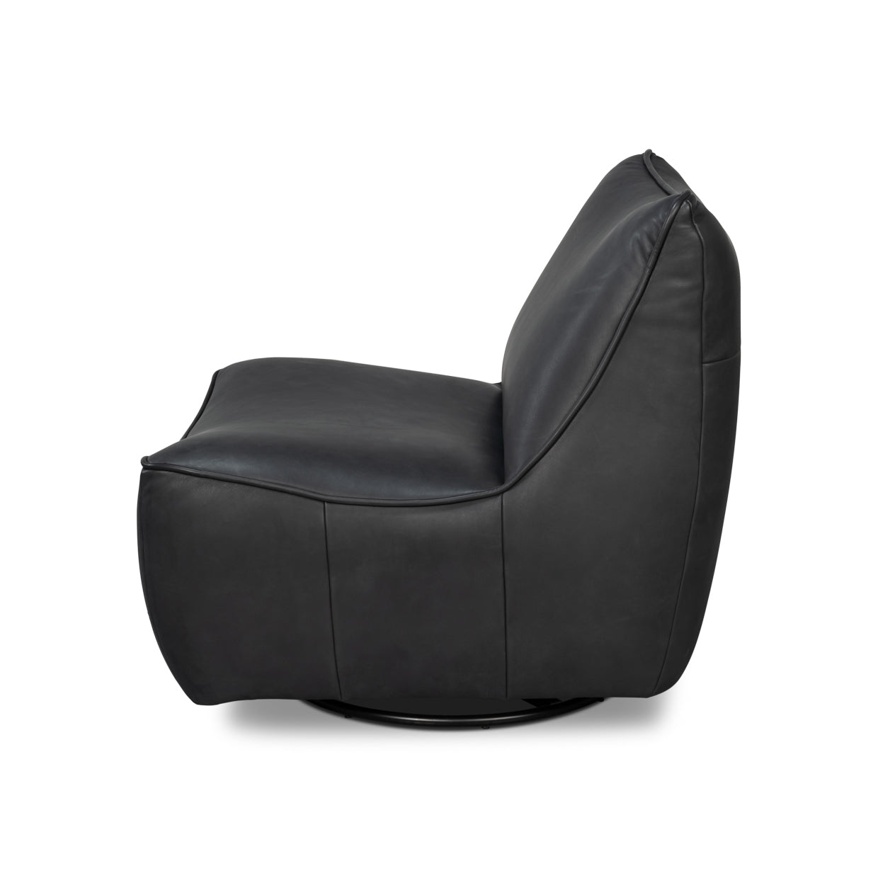 Fauteuil chausson pivotant en cuir noir