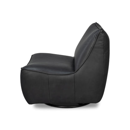 Fauteuil chausson pivotant en cuir noir