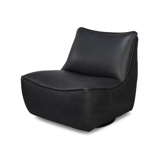 Fauteuil chausson pivotant en cuir noir