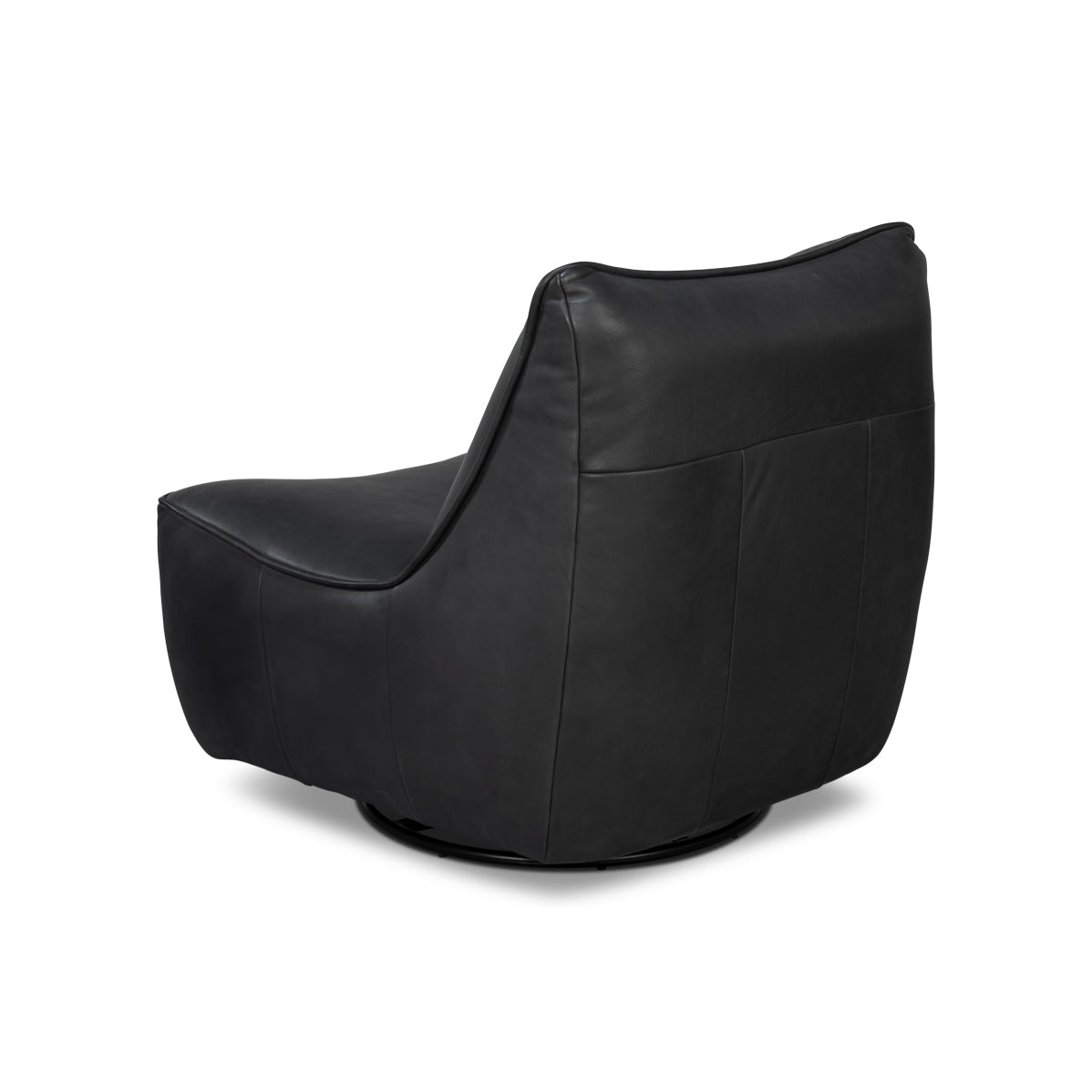 Fauteuil chausson pivotant en cuir noir