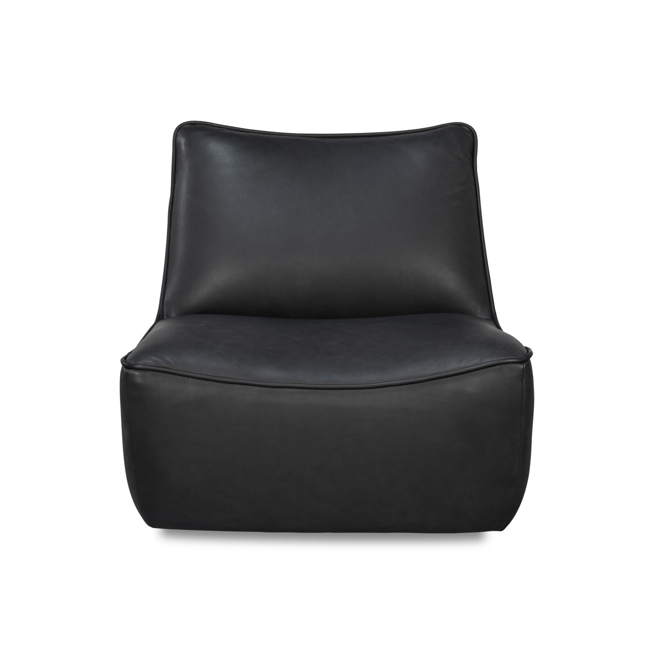 Fauteuil chausson pivotant en cuir noir