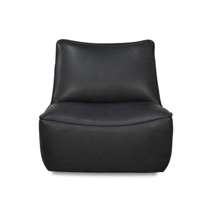 Fauteuil chausson pivotant en cuir noir