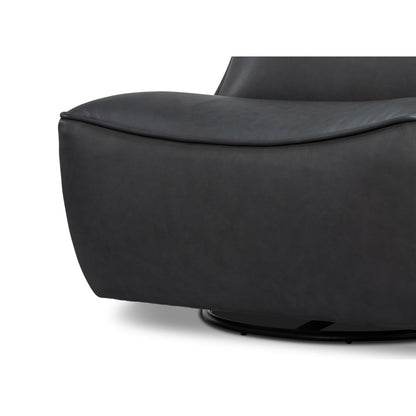 Fauteuil chausson pivotant en cuir noir