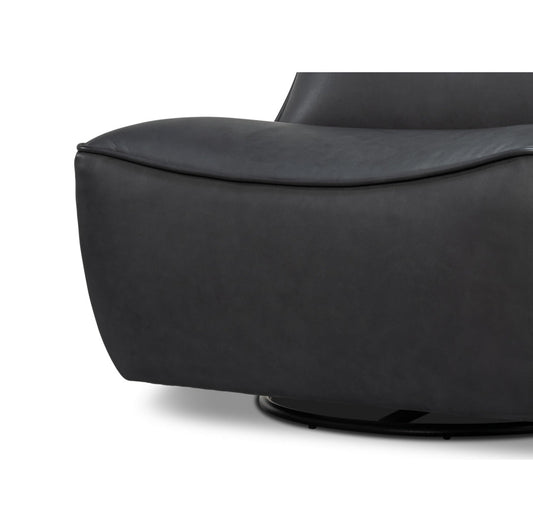 Fauteuil chausson pivotant en cuir noir