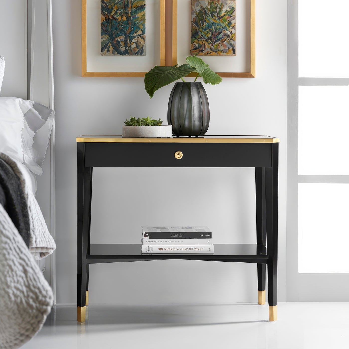 Black Mid Century Bedside Table