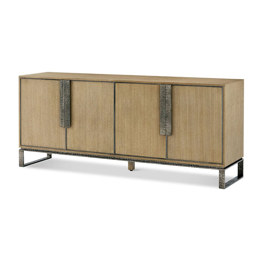 Meuble multimédia industriel en bois blond
