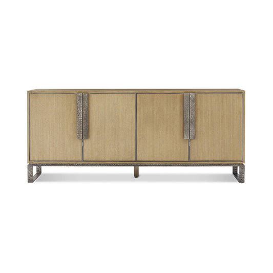 Meuble multimédia industriel en bois blond