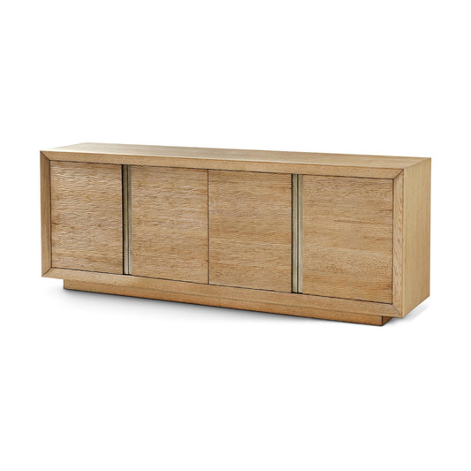 Meuble multimédia moderne et organique en bois blond