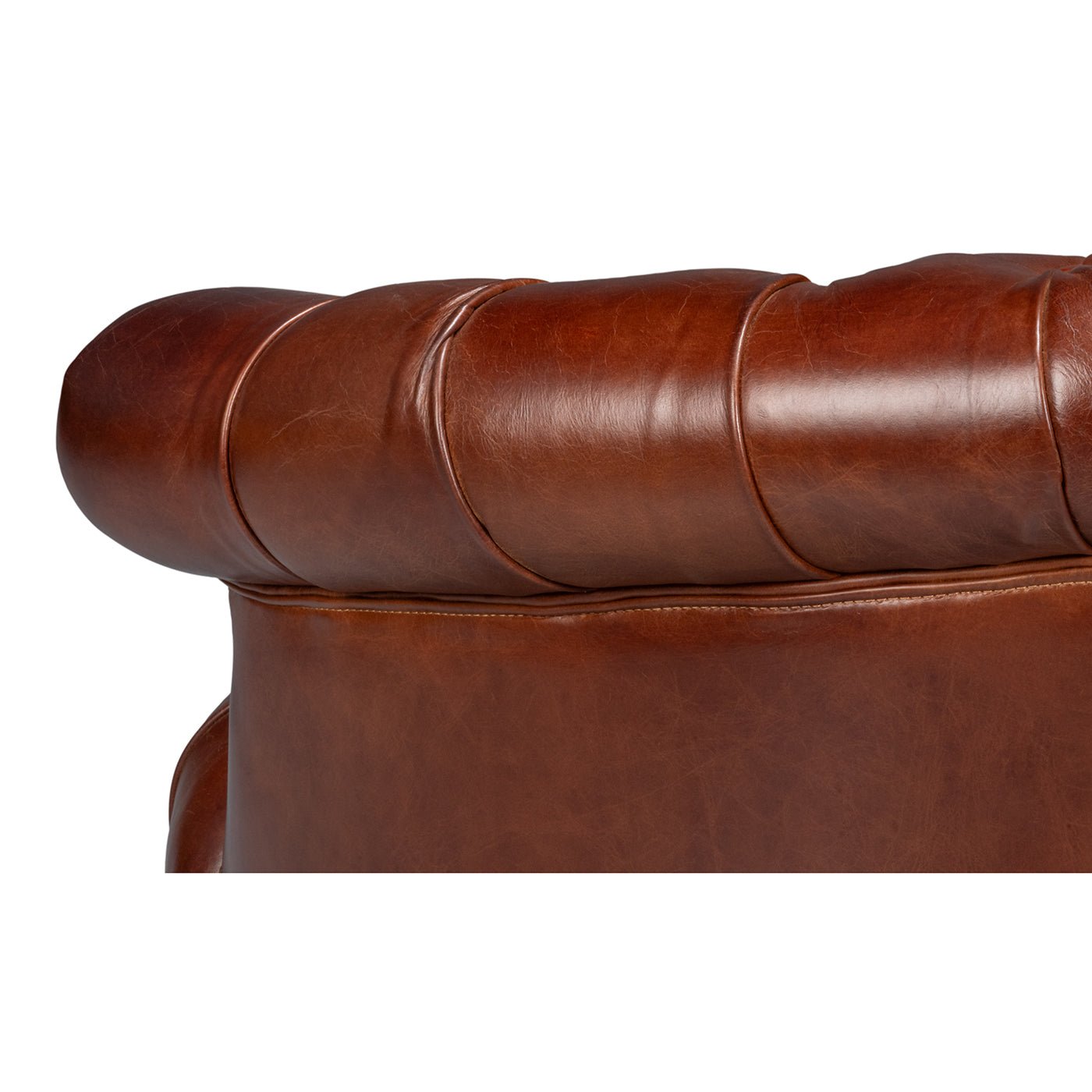 Chaise à dossier tonneau en cuir marron
