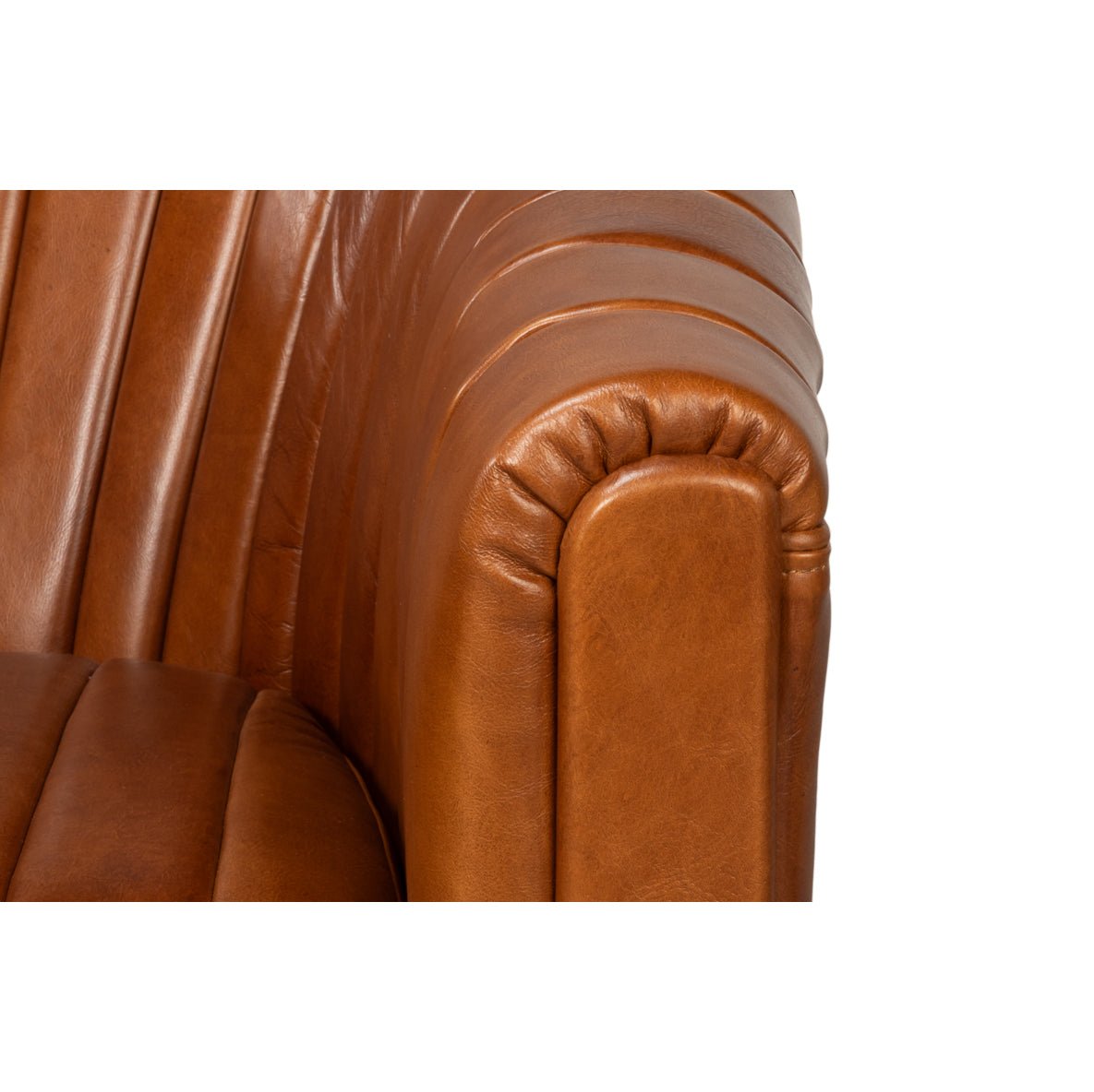 Chaise pivotante capitonnée en cuir marron