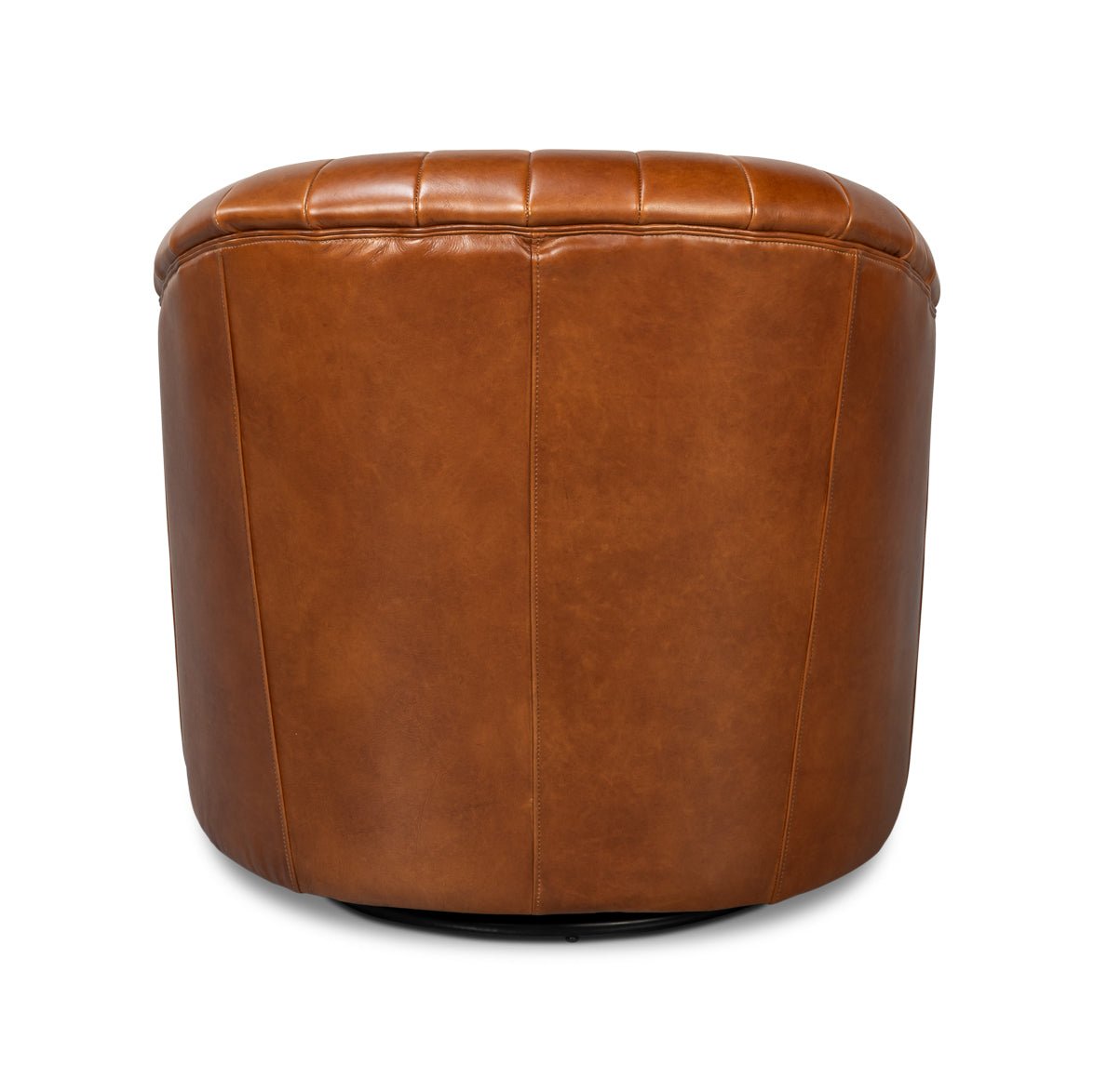 Chaise pivotante capitonnée en cuir marron