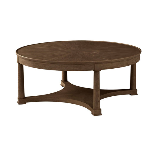 Table basse ronde en chêne brun 