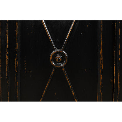 Long Directoire Style Antiqued Black Buffet