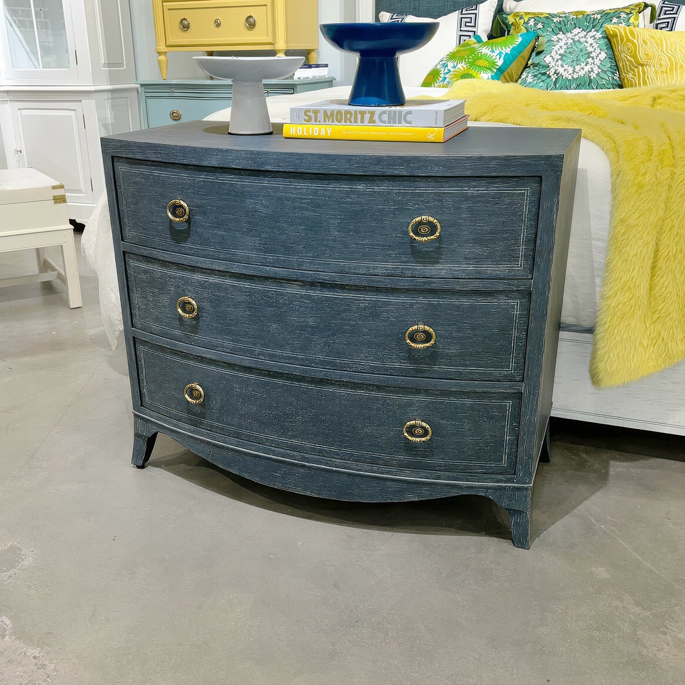 Classic Blue Painted Bedside Chest