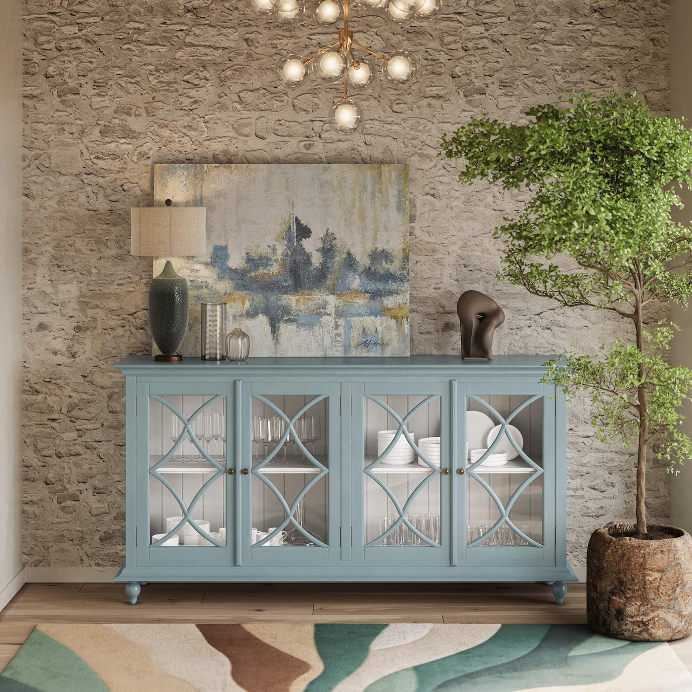 Buffet classique à quatre portes - Bleu givré