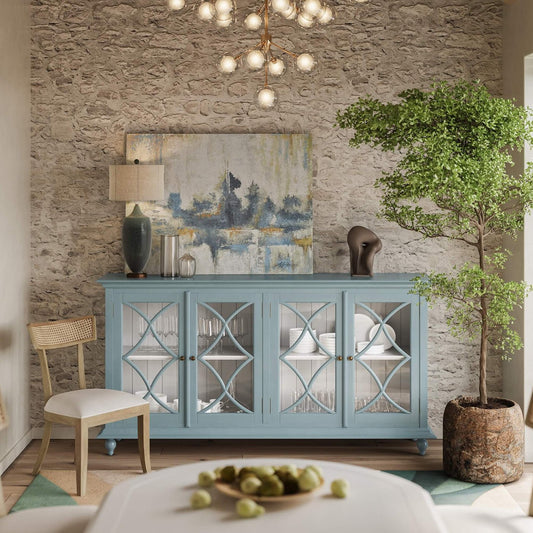 Buffet classique à quatre portes - Bleu givré