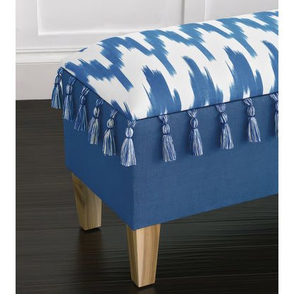 Banc de rangement rembourré bleu côtier