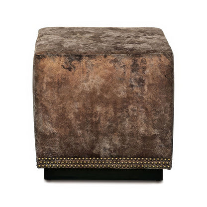 Pouf cube en velours cuivré