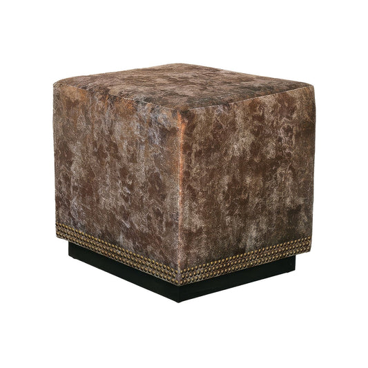 Pouf cube en velours cuivré