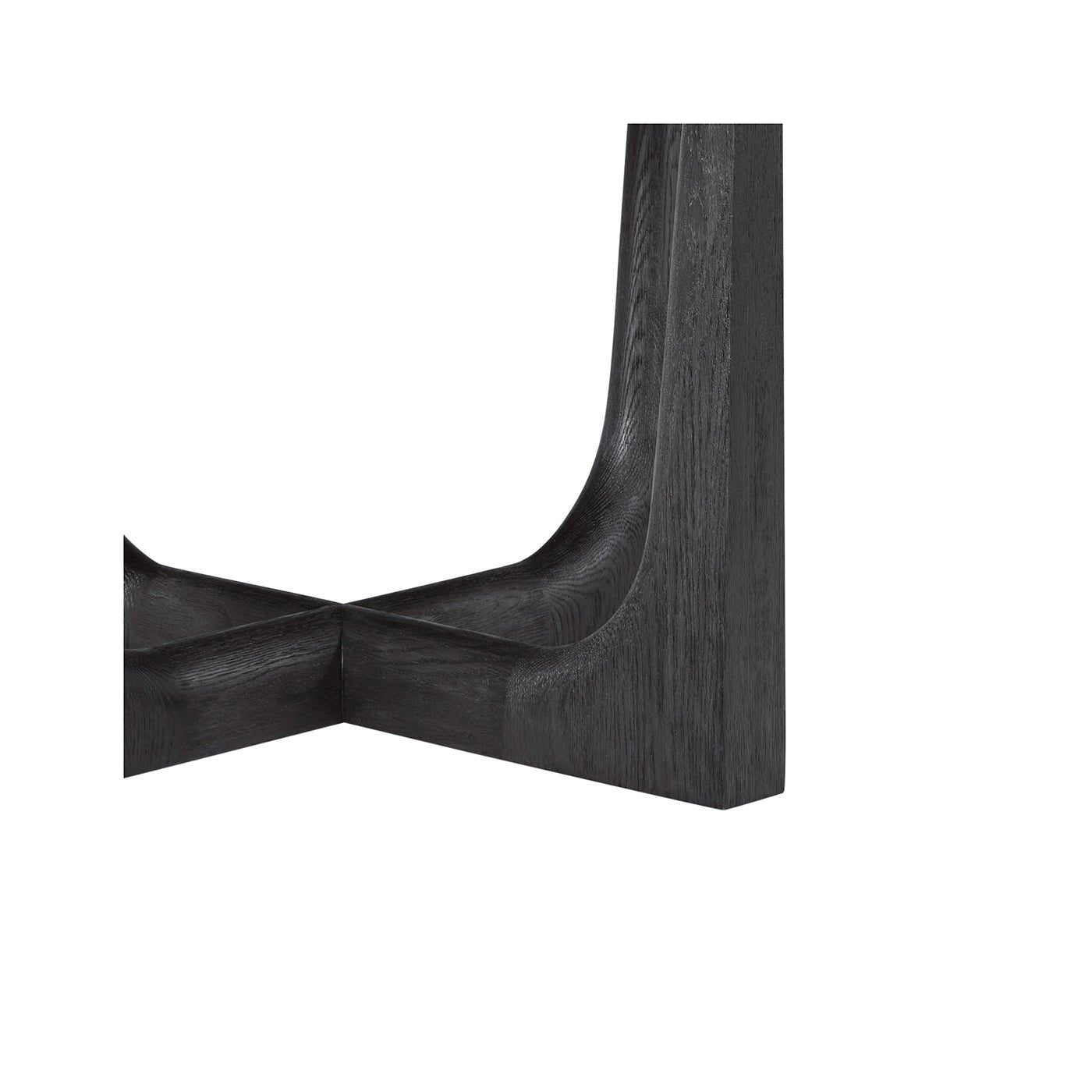 Table à manger ronde en chêne foncé et quartz 