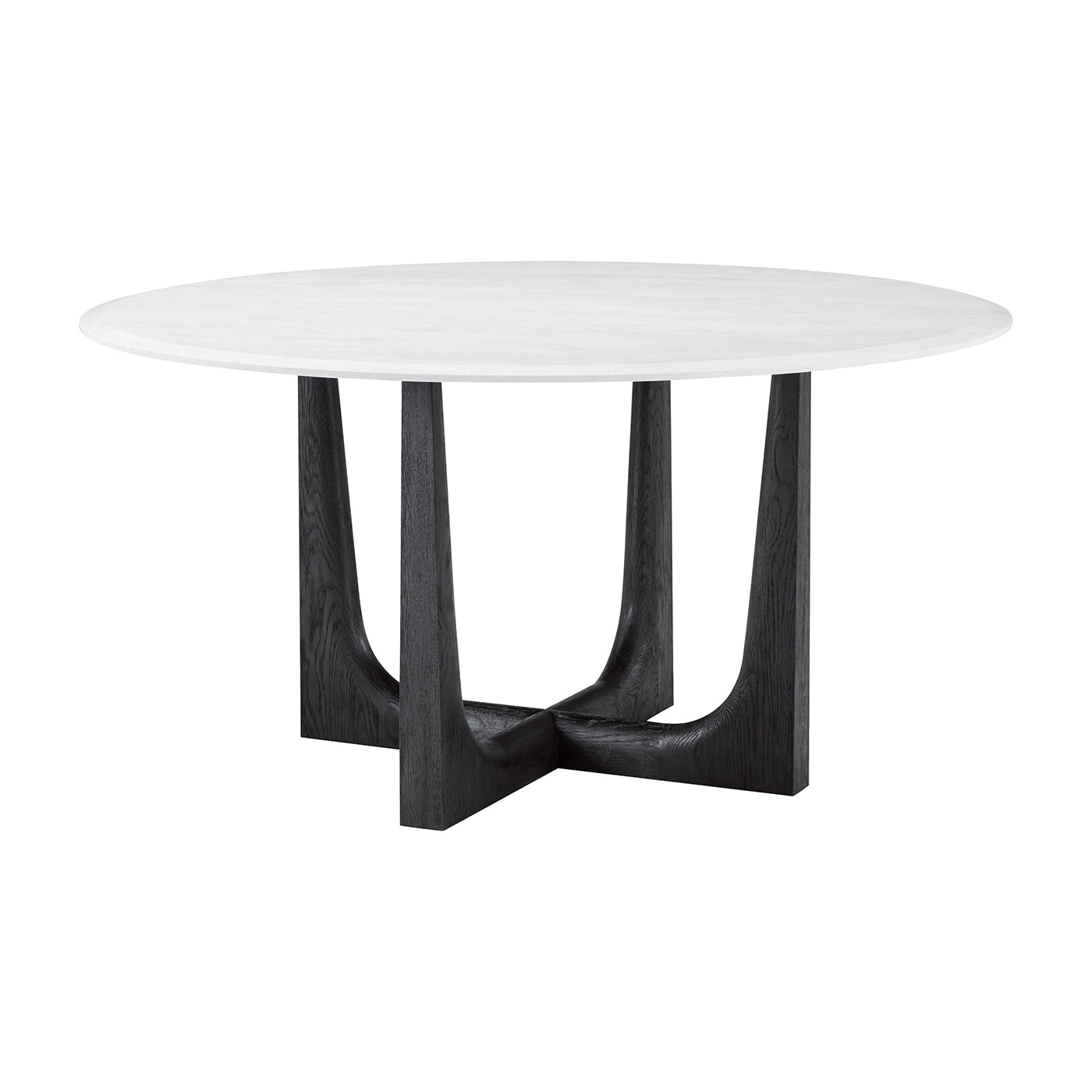 Table à manger ronde en chêne foncé et quartz 