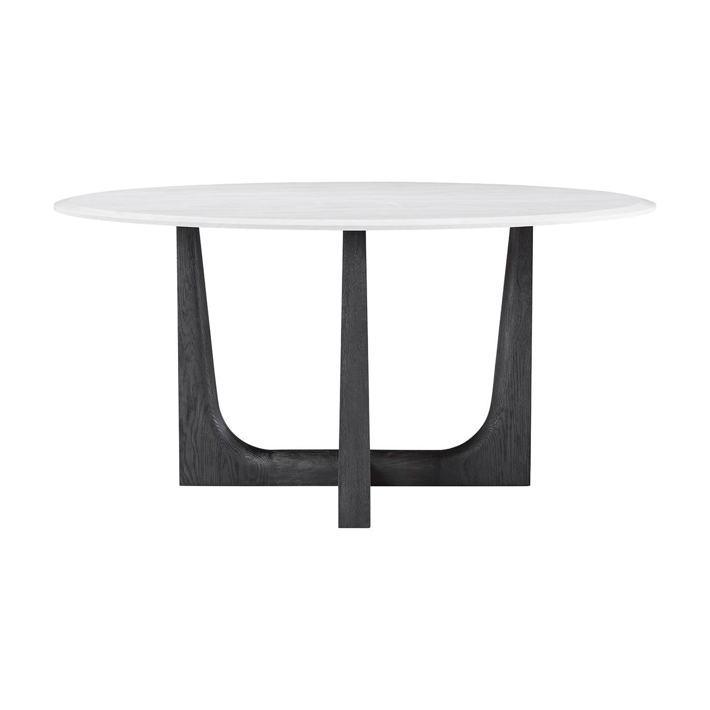 Table à manger ronde en chêne foncé et quartz 