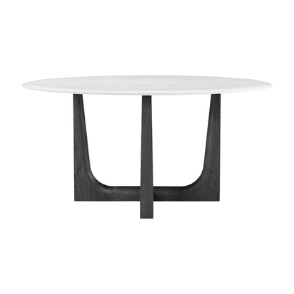 Table à manger ronde en chêne foncé et quartz 