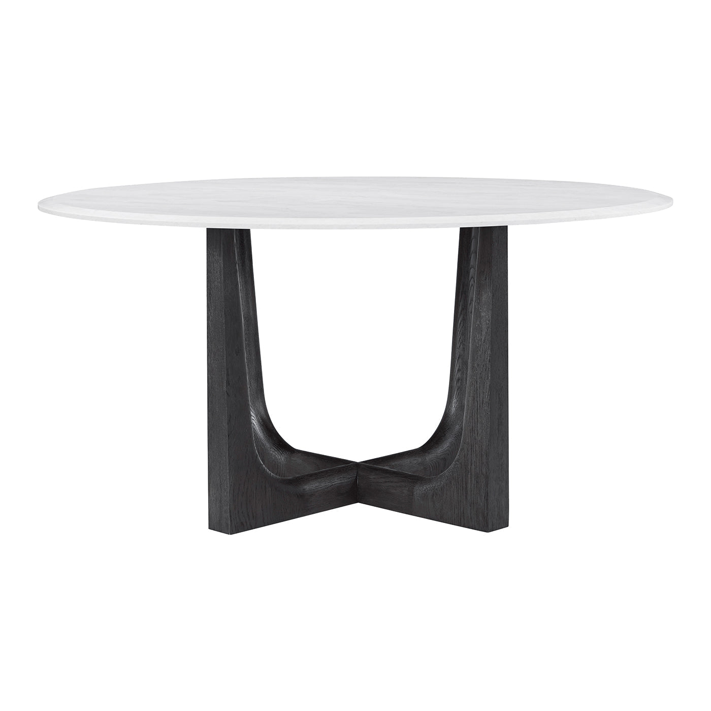 Table à manger ronde en chêne foncé et quartz 