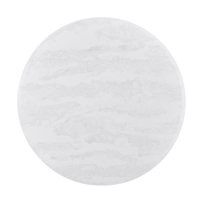 Table à manger ronde en chêne foncé et quartz 