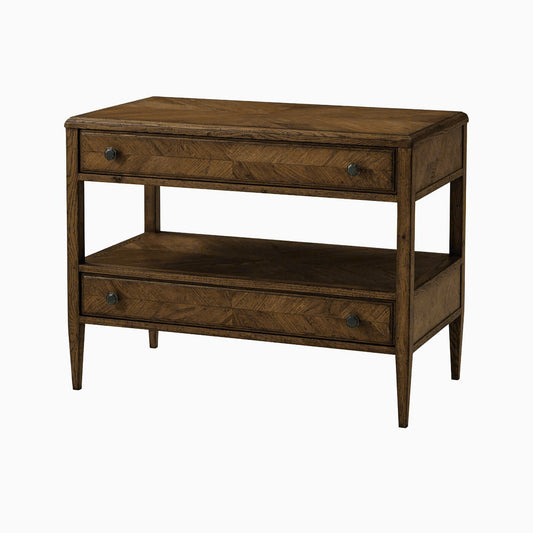 Table de chevet en chêne rustique foncé 