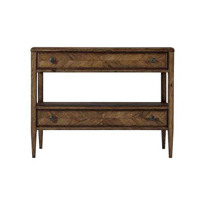 Table de chevet en chêne rustique foncé 