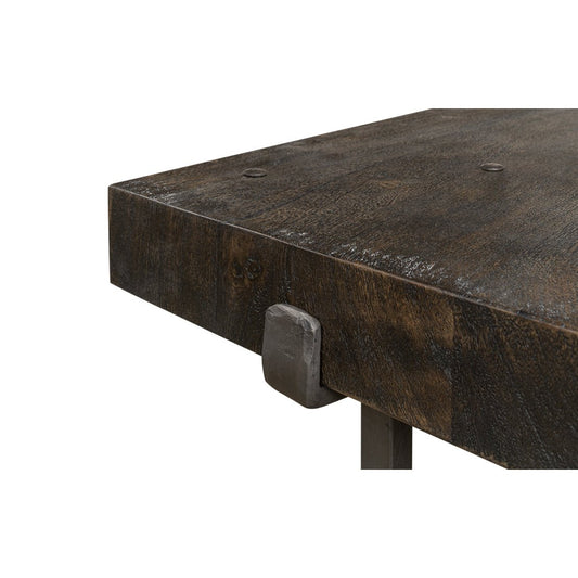 Table basse rustique carrée foncée